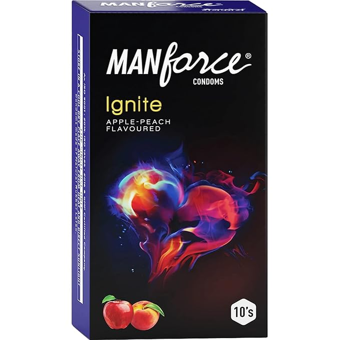 Manforce Ignite Apple-peach Flavoured Extra Dotted 10 Pcs x Pack of 4