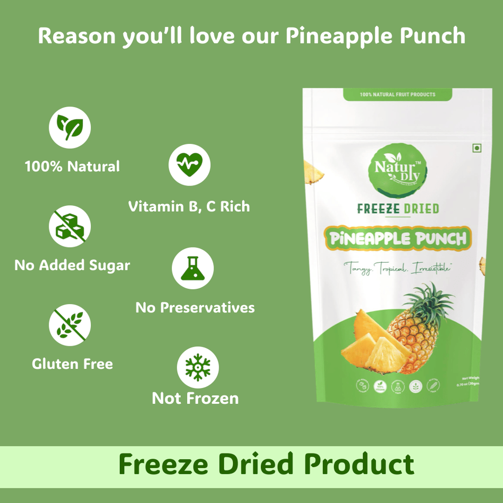 NaturDry Freeze-Dried Pineapple Chunks | 100% Natural, No Added Sugar, Gluten Free | Healthy Snack | 20g view 2