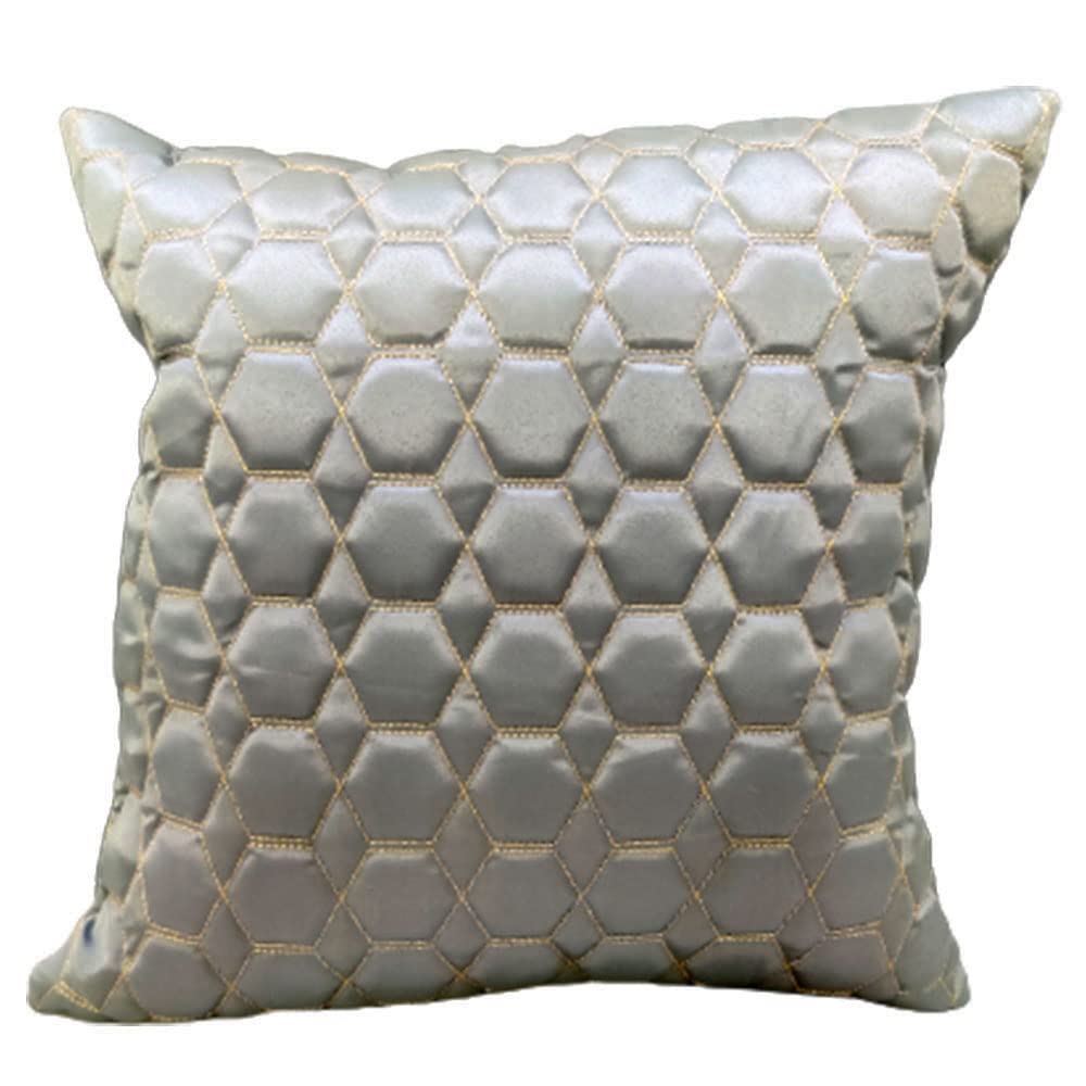 GOODVIBES Grey Silver Woven 2 Square Quilted Cushion Cover and 1 Table Runner Combo Luxury Modern Pillow Cover for Sofa Living Room Bedroom |16X16 Inch I12 X 59 Inch Table Runner view 2