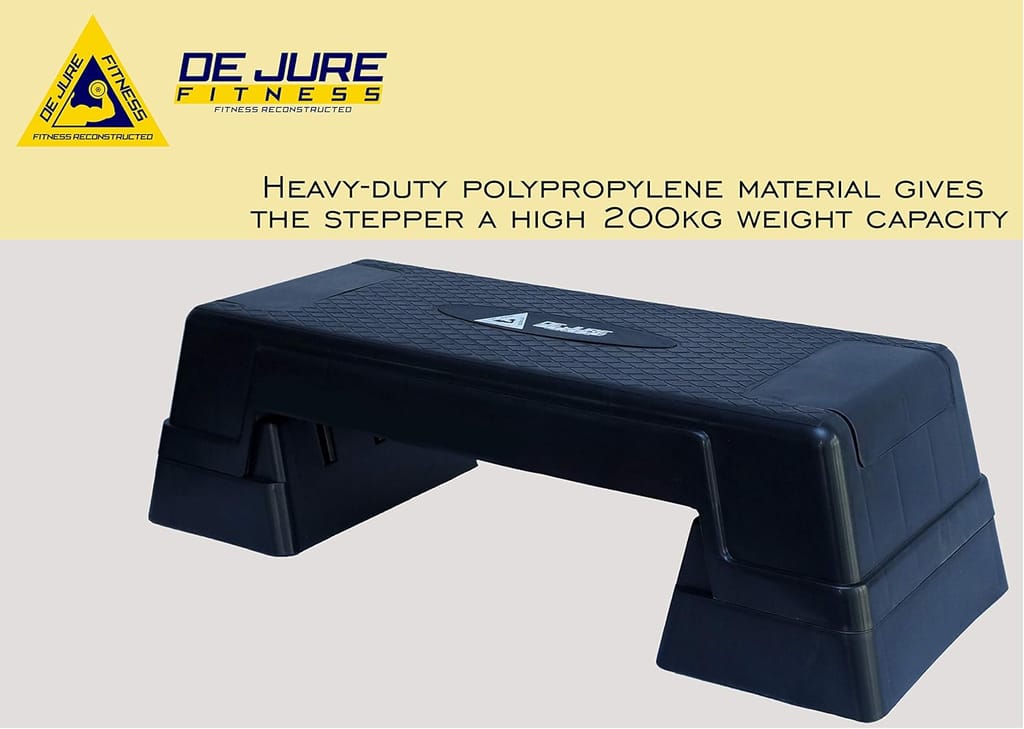 De Jure Fitness Polypropylene Adjustable Home Gym Exercise Fitness Stepper Aerobics Stepper 75cm (Black) view 2