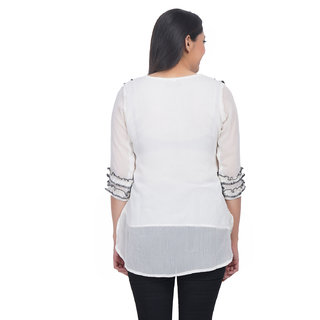 Chiffon Top (YES TEN) White High Low Top (32) view 2