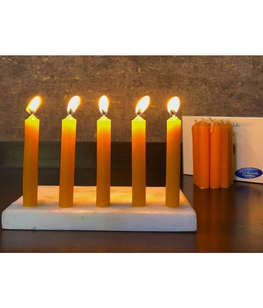 PROSPERRO LUMO - Orange Unscented Pillar Candle 10 cm ( Pack of 20 ) view 2