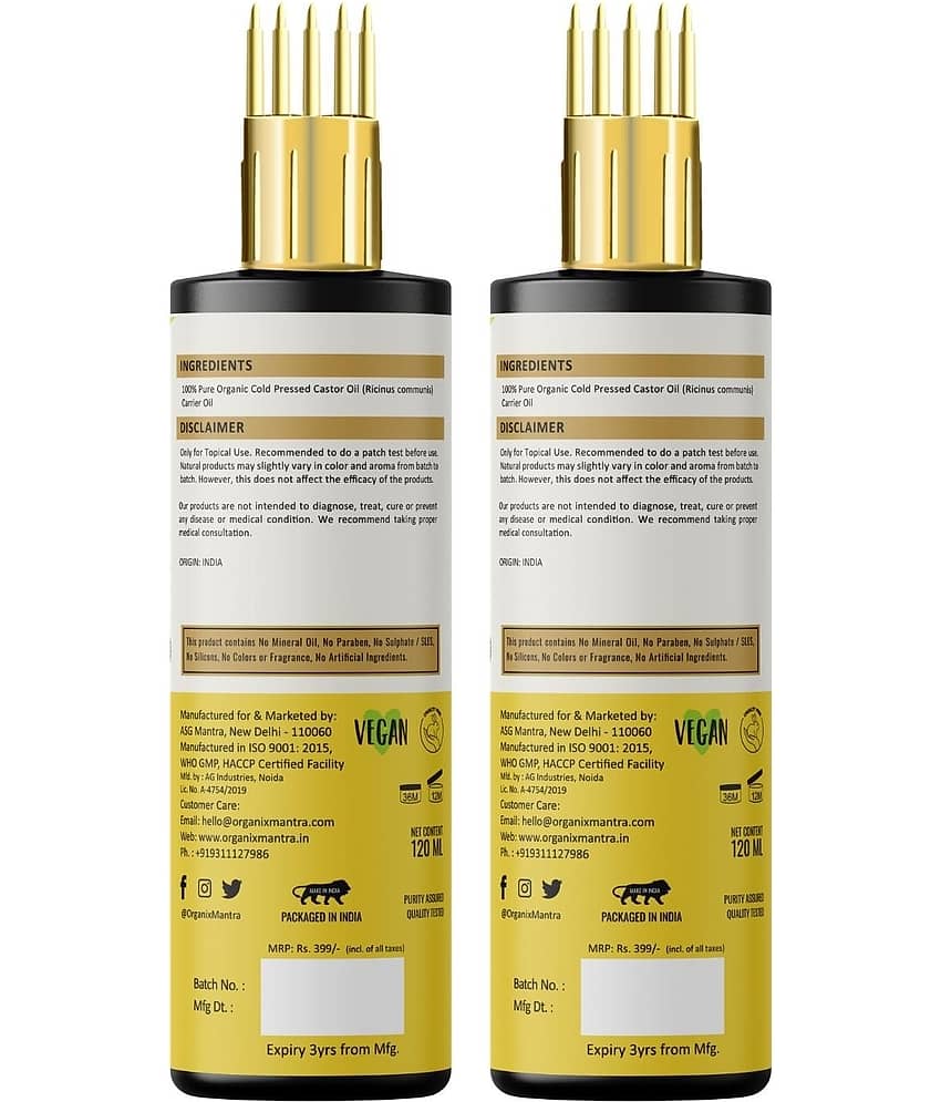 Organix Mantra Castor Oil, Cold Pressed Organic Oil, 120ML x 2 view 2