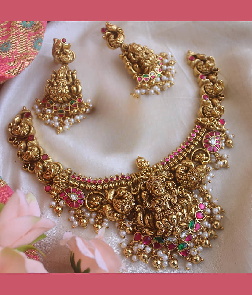 ROFARWORD Gold Brass Necklace Set ( Pack of 1 ) view 2