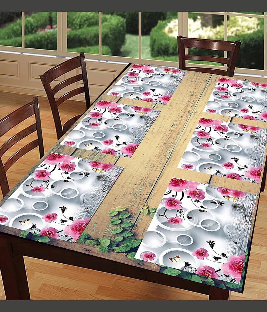 Revexo PVC Abstract Rectangle Table Mats ( 40 cm x 30 cm ) Pack of 6 - Multi view 2