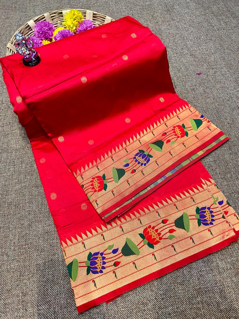 Payal Lotus Border Paithani Soft Tana Silk Sarees
