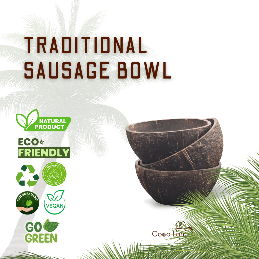 Coco Land Coconut Shell SAUSAGE Bowl 100 ml |Coconut Oil Polished Decorative Pots ,Chutney,Pickle,Smoothie,Coffee,Tea Serving Bowl|Mixing Bowl,Natural Bowl,Eco Friendly view 2