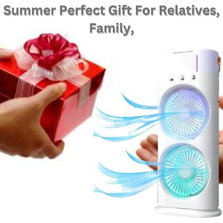 Double-Ended Mist Spray Cooler Fan | USB Rechargeable Portable Cooling Fan for Desk & Travel | Summer Air Cooler Gadget view 2