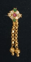 14KT Gold Plated Meenakari Jhumka Earrings with Ruby and Emerald Stones view 2