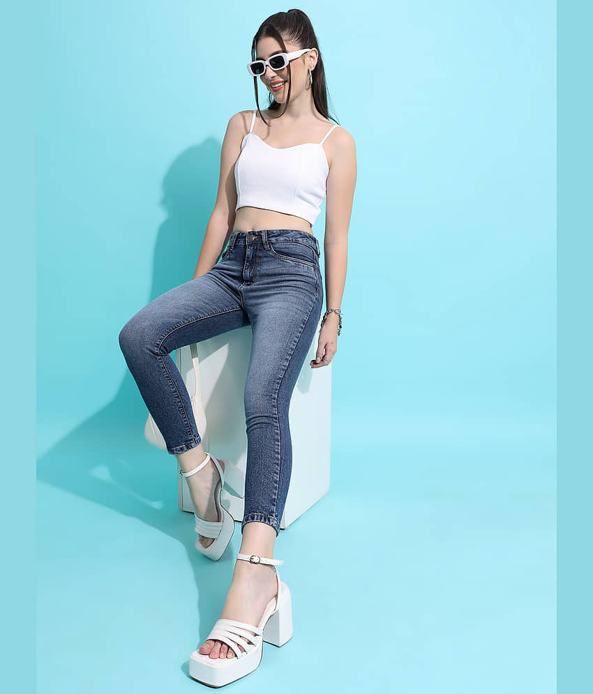 Tokyo Talkies Women's Skinny Fit Mid-Rise Jeans ( Blue ) view 2