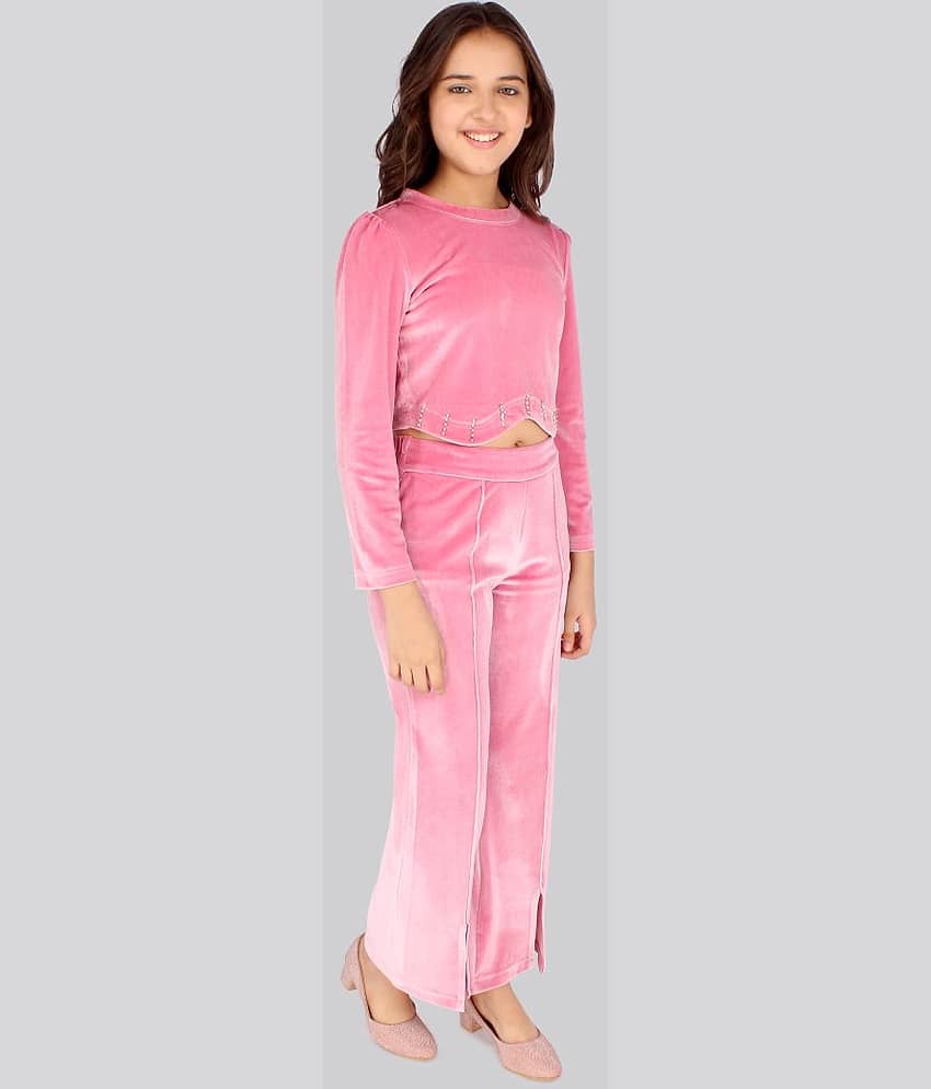 Cutecumber Pack of 1 Girls Velvet Top With Skirt ( Pink ) view 2