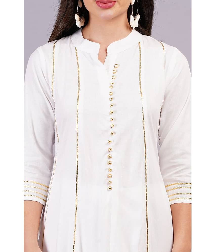 JC4U Rayon Striped Kurti With Pants Women's Stitched Salwar Suit - White ( Pack of 1 ) view 2