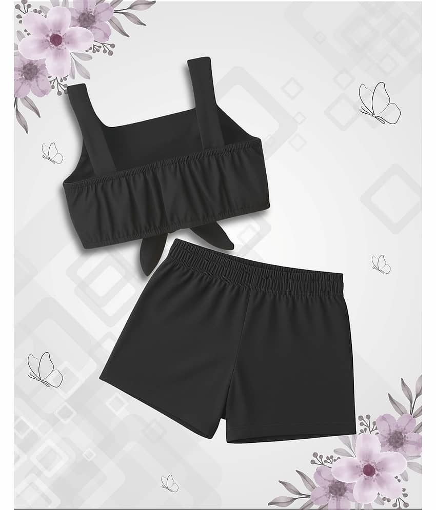 Addyvero Pack of 1 Girls Polyester T-shirt & Shorts ( Black ) view 2