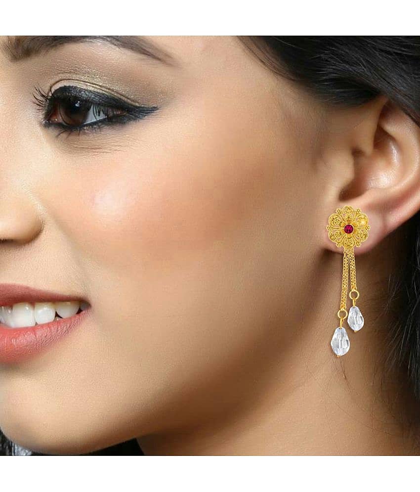 Vighnaharta Golden Drop Earrings ( Pack of 1 ) view 2
