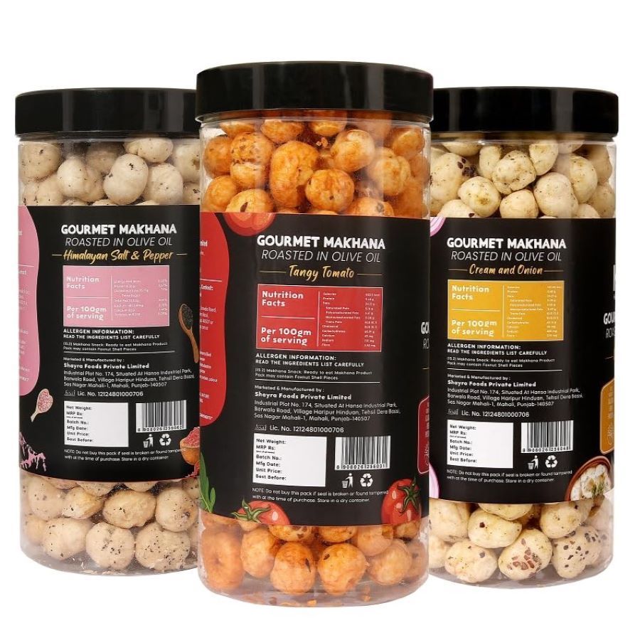 GOURMET MAKHANA Roasted in Olive Oil | Flavors Tangy Tomato, Cream & Onion and Himalayan Salt and Pepper | Combo Of 3, 65g Each. - 195 gm view 2