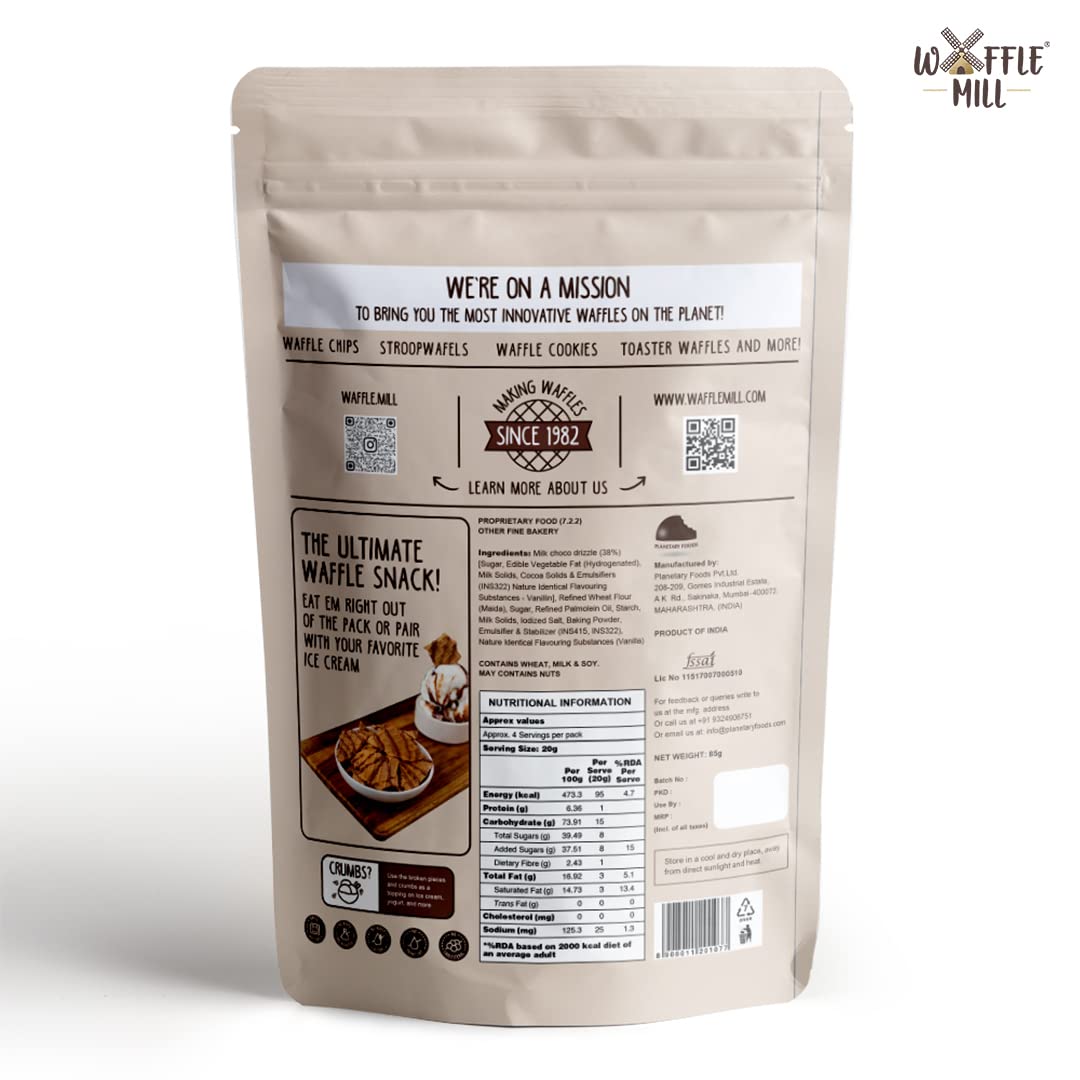 Waffle Mill - Waffle Chips - Milk Choco Drizzle - Pack of 4 - 340 gm view 2