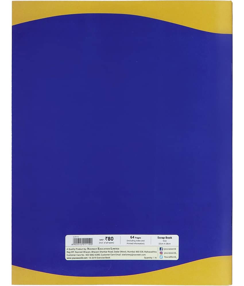 NAVNEET | Scrap Book for Memories | Soft Bound | 22 cm x 28 cm | Plain Colours Paper | 64 Pages | Pack of 10 view 2