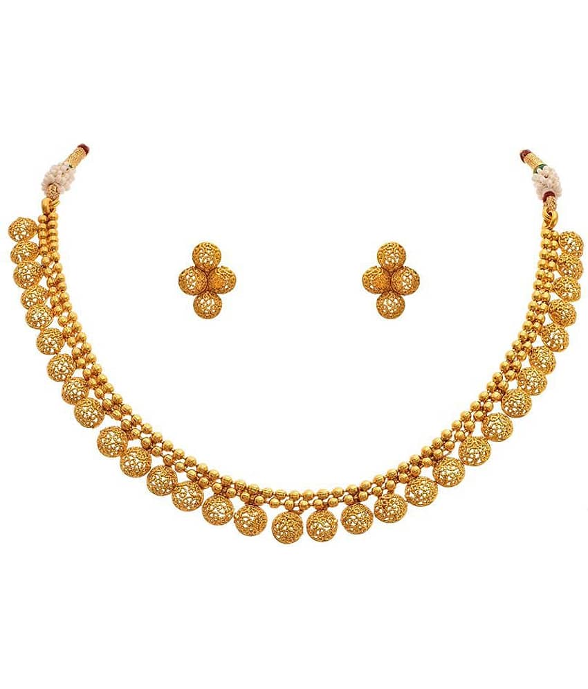 JFL - Jewellery For Less Golden Copper Necklace Set ( Pack of 1 ) view 2