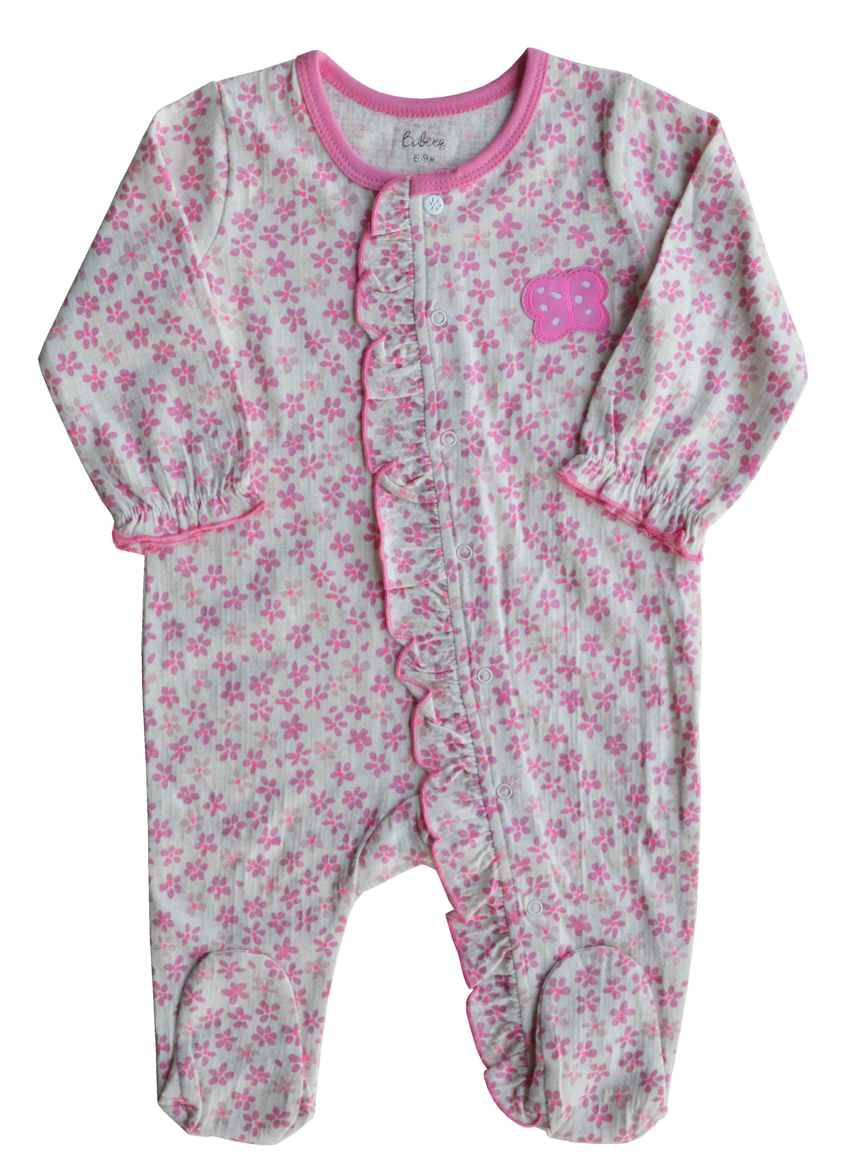 Baby Girls Full Romper/Sleeper with feet,Color-Pink