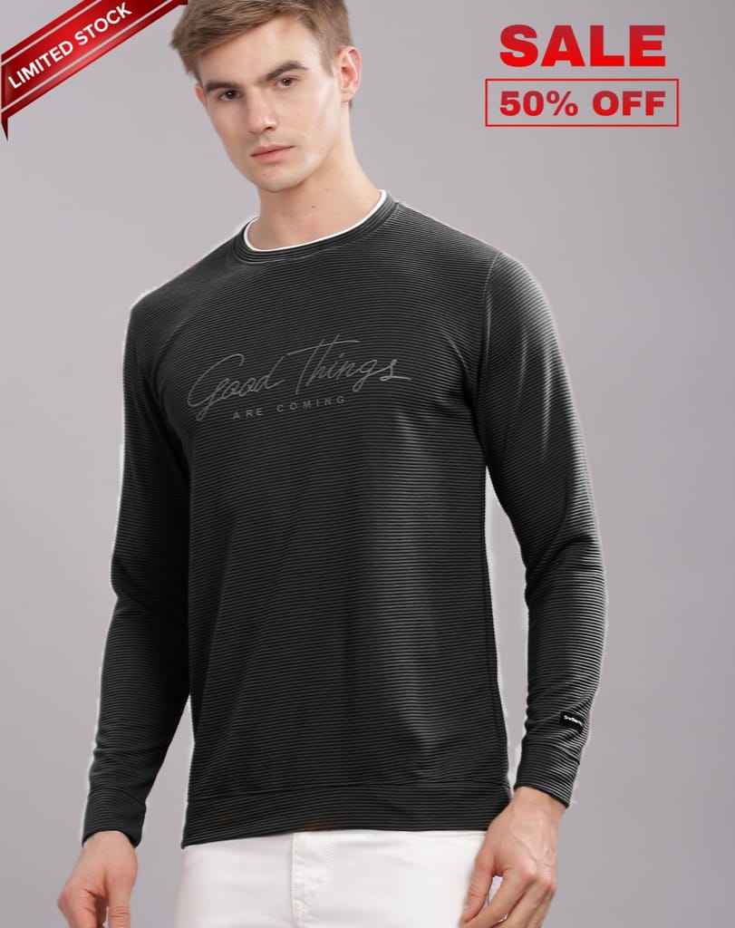 Men Printed Round Neck Poly Cotton Brown T-Shirt