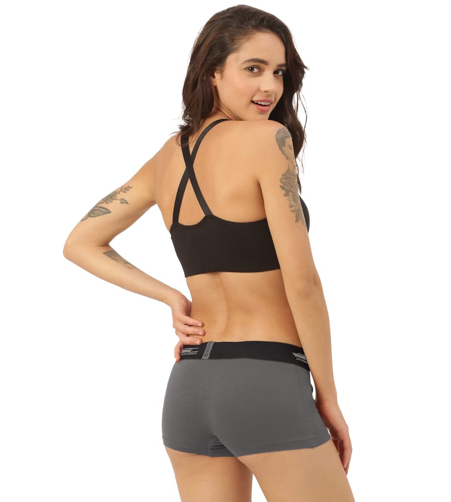 Freecultr Women's Underwear Antibacterial Micromodal Airsoft | Boy Short - Non-Itch, No Chafing, Sweat-Proof Comfort Pack of 1-Ash Grey view 2