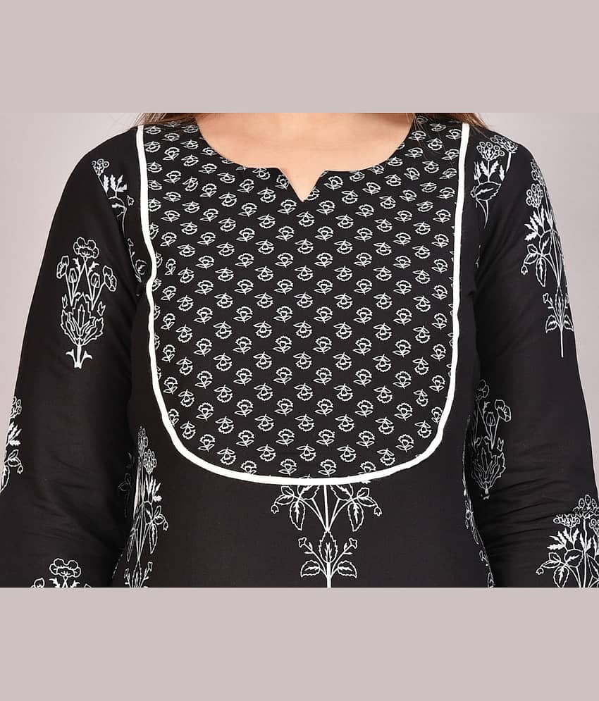 Metafab Women Viscose Printed Straight Kurti With Pants ( Grey ) view 2