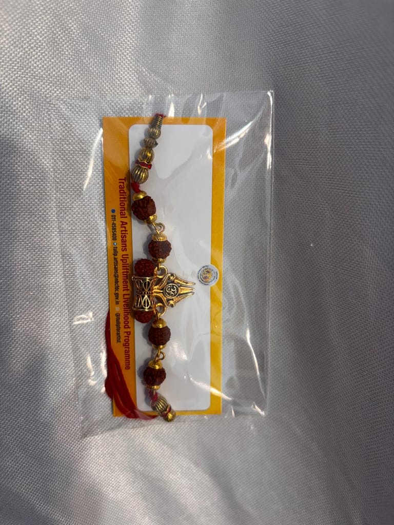 TULIP Rudraksha Rakhi with Divine Embellishments 1 PC view 2