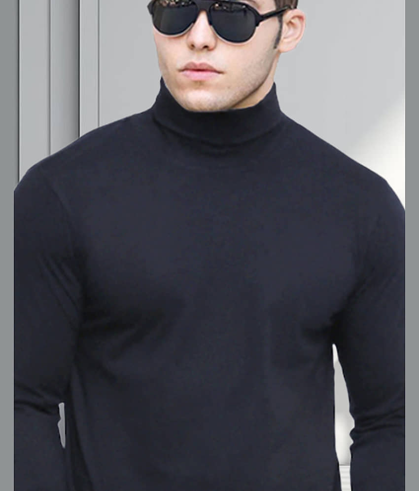 AOOSH Cotton Blend Regular Fit Solid Full Sleeves Men's High Neck T-Shirt - White ( Pack of 1 ) view 2