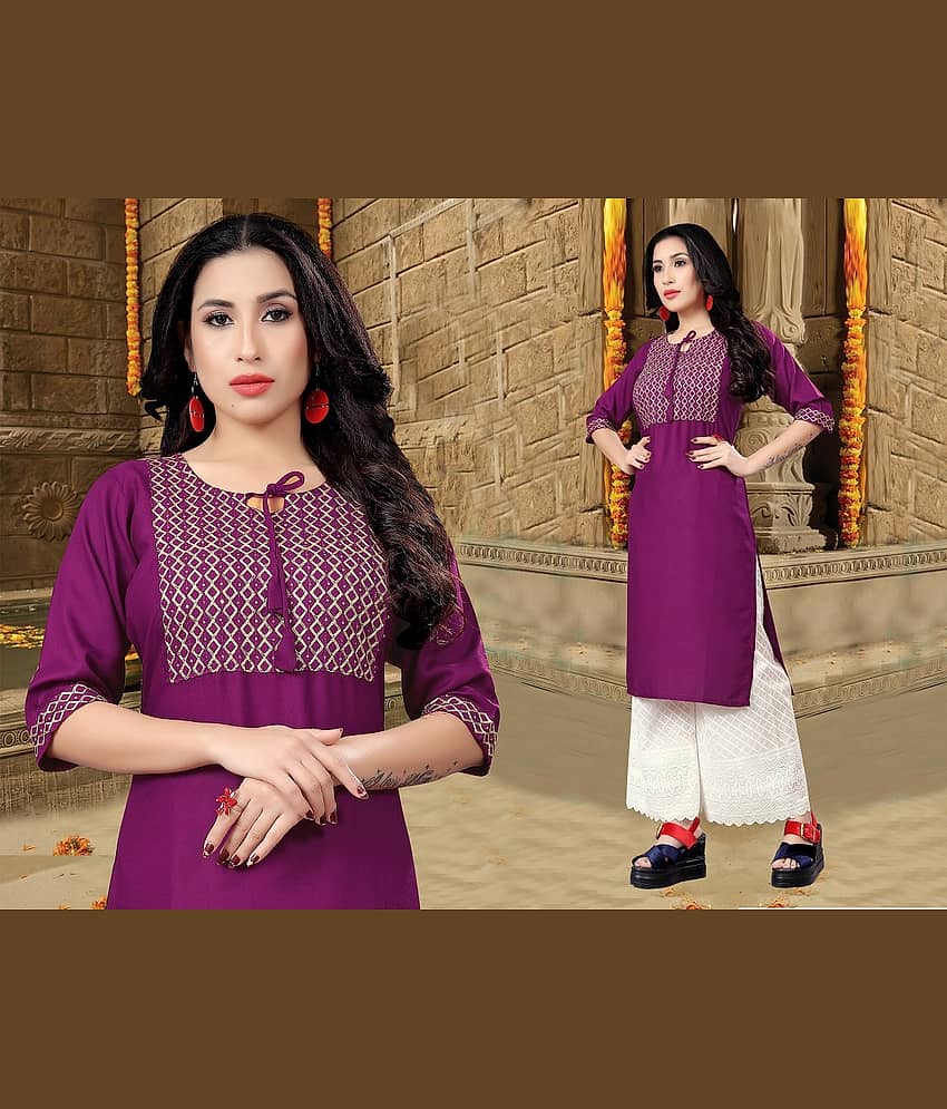 Dhruvanshi Enterprise - Purple Rayon Women's Straight Kurti