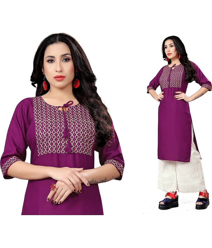 Dhruvanshi Enterprise - Purple Rayon Women's Straight Kurti view 2