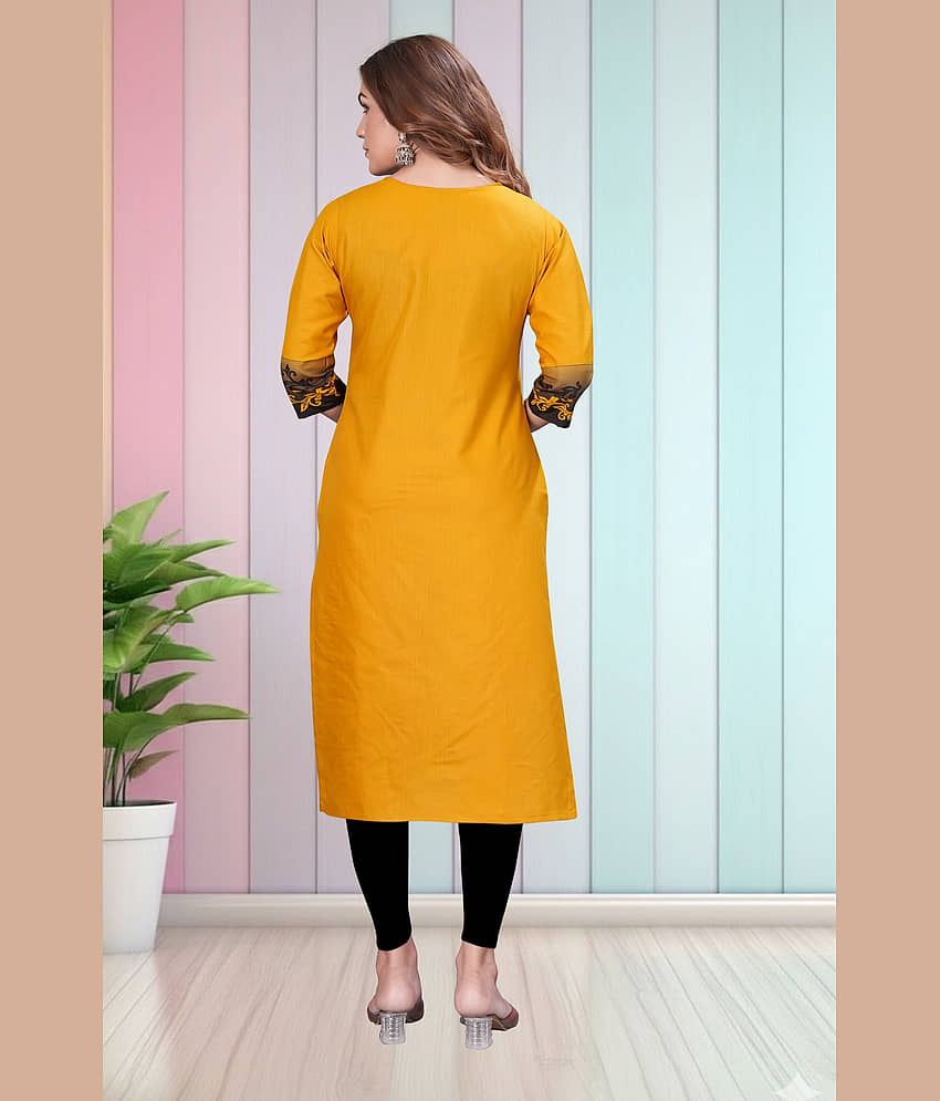 Hetsa Women Rayon Printed A-line Kurti ( Yellow ) view 2