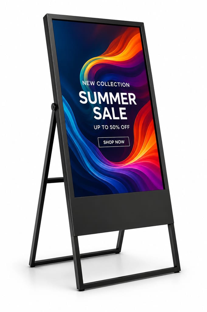 43" A-Type Digital Standee | 4K UHD Indoor Floor-Standing Display | 3-Year Onsite Warranty