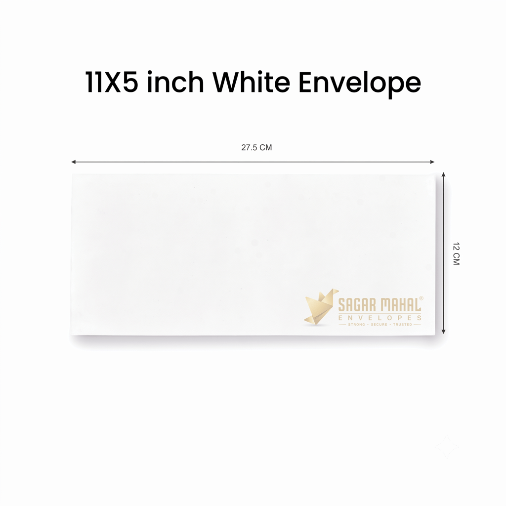 11 x 5 Inch White Envelope 90 GSM - DL Size White Envelope for Official Letters & Mailing , box of 250pcs
