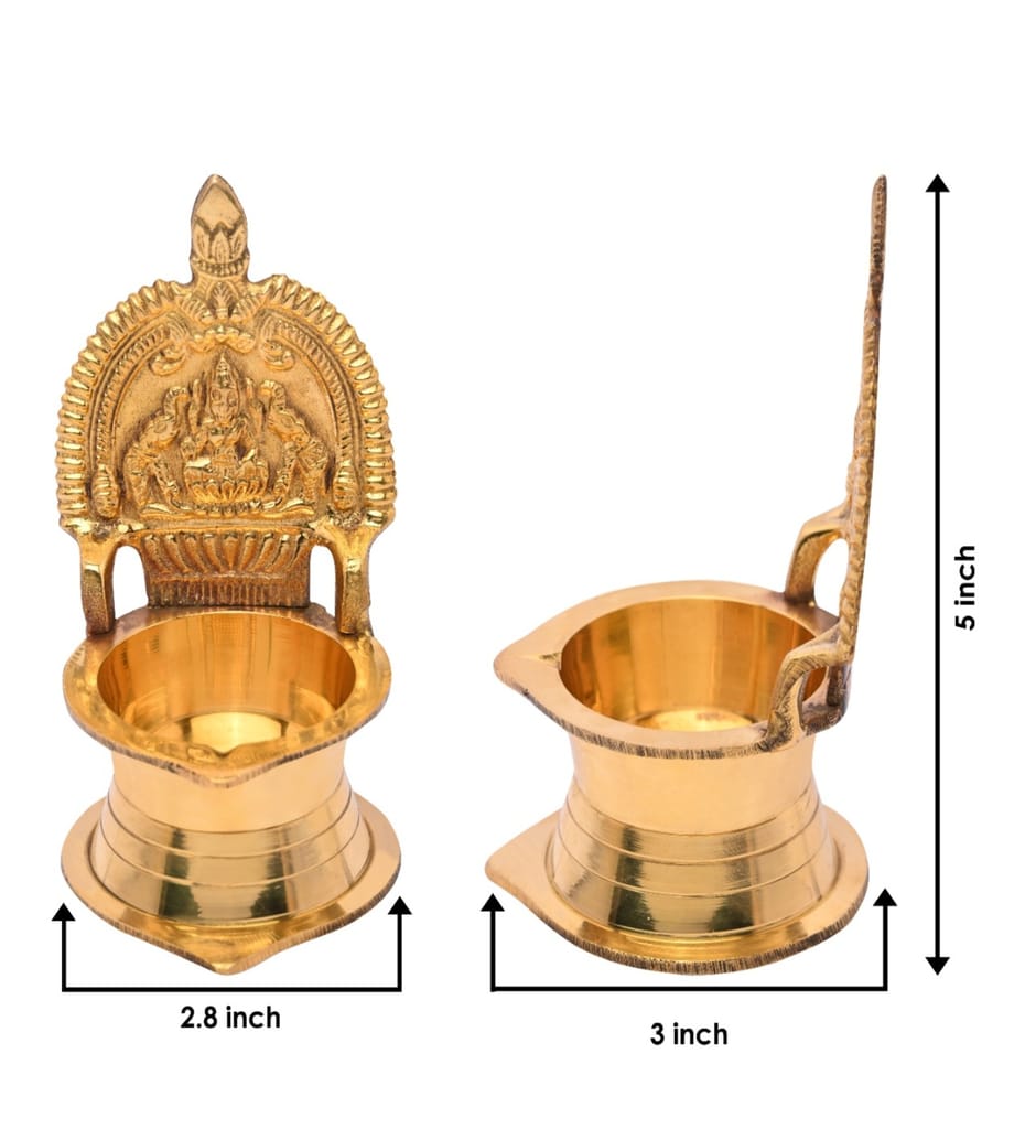 BulkySanta Pure Brass Kamakshi Deepam Big Size | Kamatchi vilakku | Kamakshi Devi Oil Lamp (12 cm Long) (Pack of 4) view 2