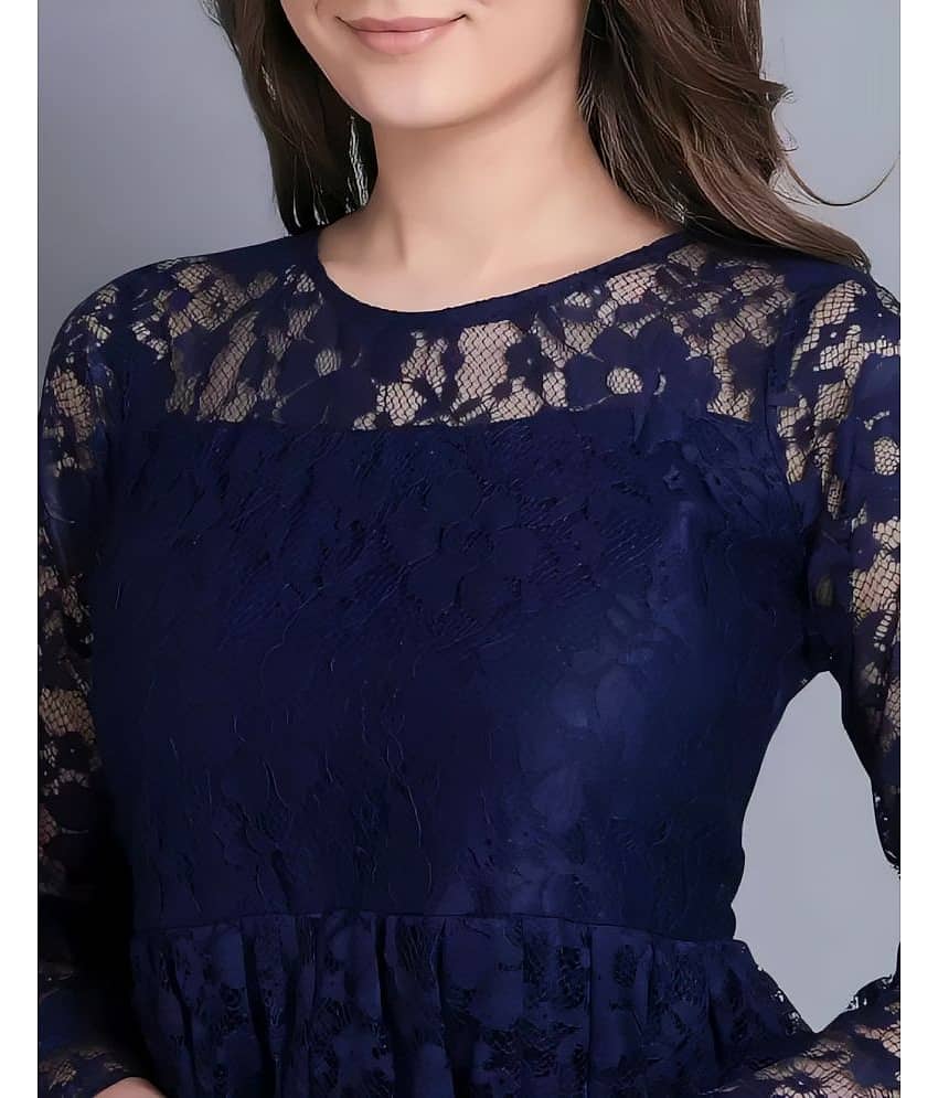 Hemang Fashion Women's Net Peplum Top ( Blue ) view 2