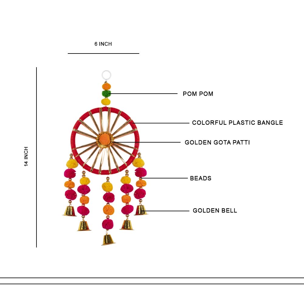 Handmade Rajasthani Wall Hanging with Bells for Home Decor,set of 3