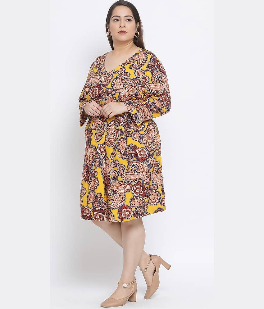 Oxolloxo Women Viscose Rayon Printed A-line Dress ( Multicolor ) view 2