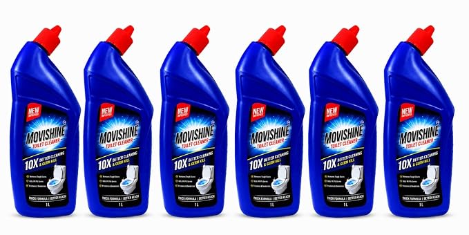 Toilet Cleaner Liquid 1L (Pack of 6) | Thick Formula Bathroom & Toilet Bowl Cleaner | Removes Tough Stains, Limescale & Odour | Kills 99.9% Germs | Deep Cleaning Toilet Cleaning Liquid