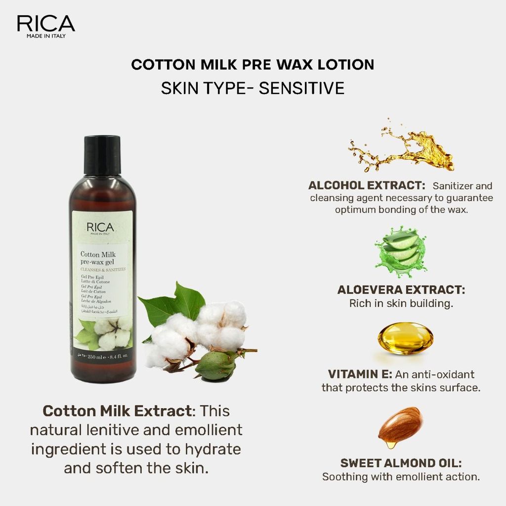 Rica Cotton Milk Pre- Epil Gel (250 ml) view 2