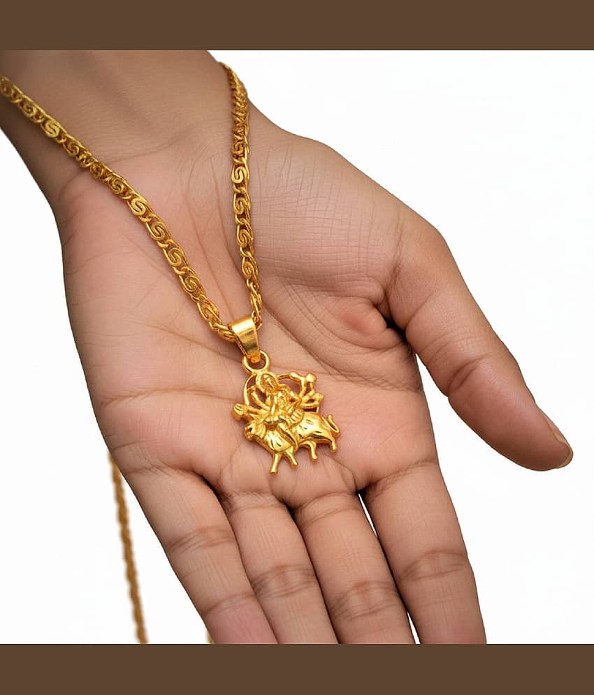 Charms Gold Religious Pendant With Chain ( Pack of 1 ) view 2