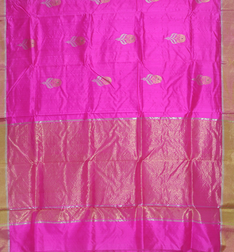 Handloom Chanderi Pattu Silk Saree view 2