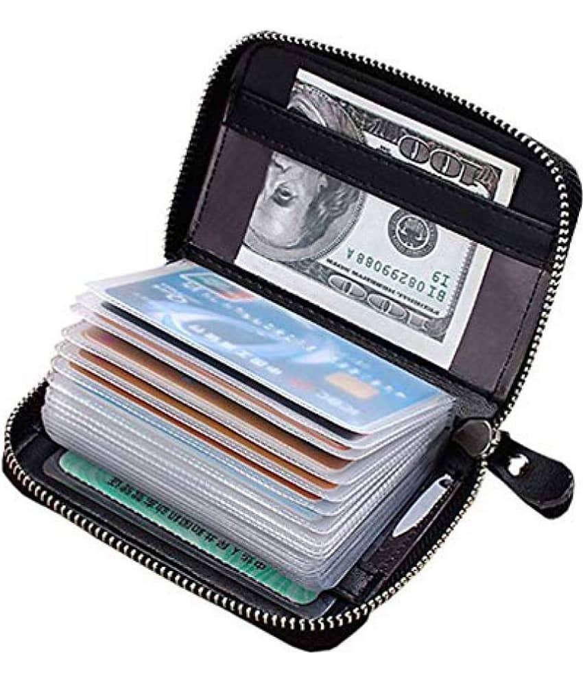 Shuangyou Leather Card Holder/Passport Holder/Document Holder Button Black Card Holder Black