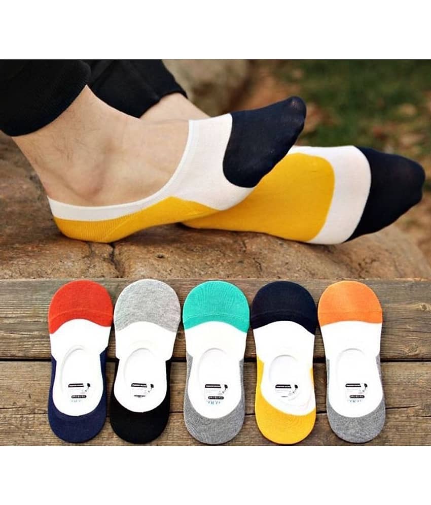 hicode Blended Men's Colorblock Multicolor No Show Socks ( Pack of 5 )