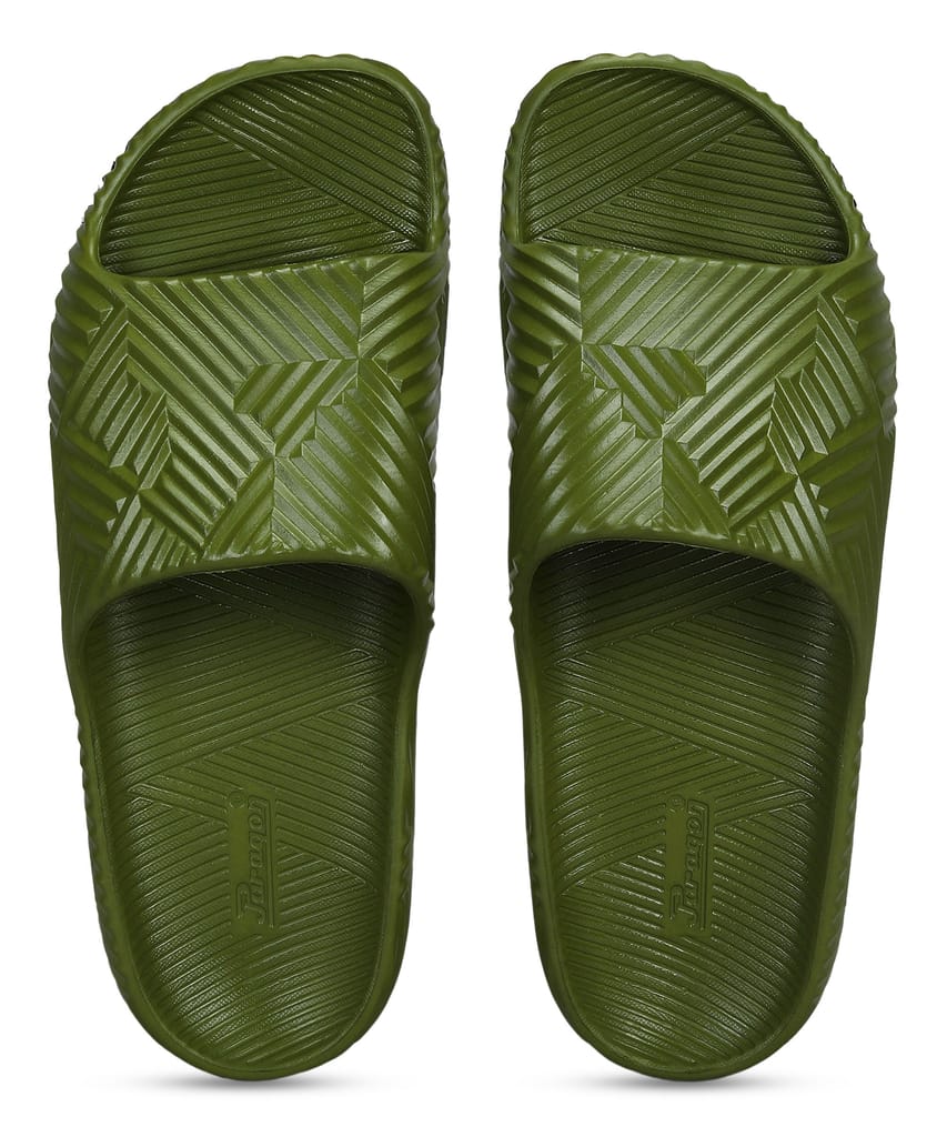 Paragon EVK10924G Men's Waterproof Olive Sliders with Comfortable Anti-Skid Sole