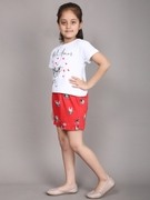 Ninos Dreams Girls Tshirt with Shorts Set Red Dog Print view 2