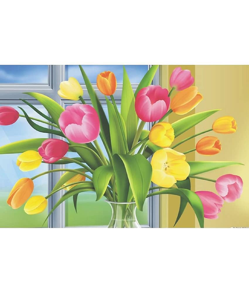 Crosmo PVC Floral Table Mats ( 44 cm x 29 cm ) Pack of 4 - Multi view 2