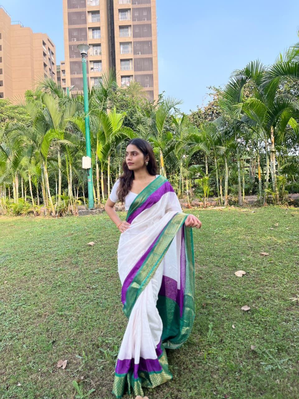 Dola Silk Saree with Jacquard Border view 2