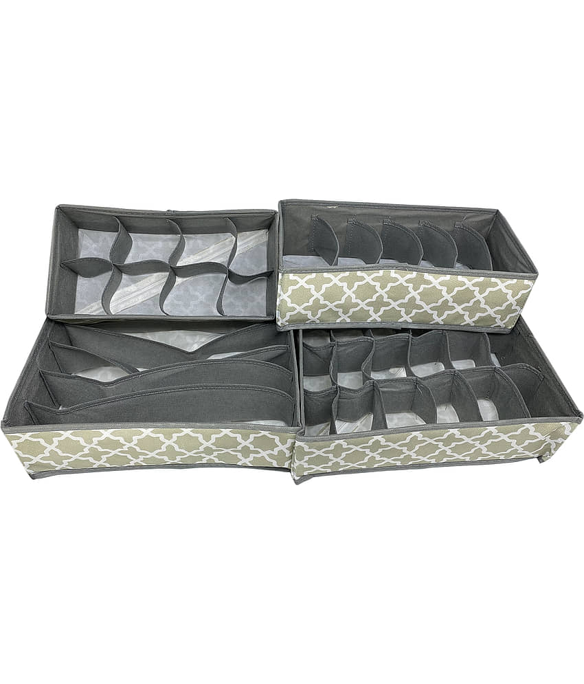 House of Quirk Set of 4 Foldable Storage Box Drawer Divider Organizer Closet Storage for Socks Bra Tie Scarfs view 2