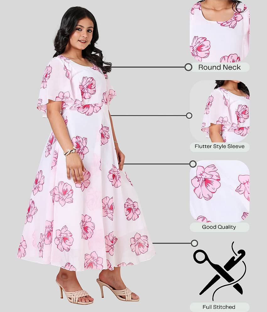 Aarya Designer Georgette Gown For Girls ( Pack of 1 , Pink )
