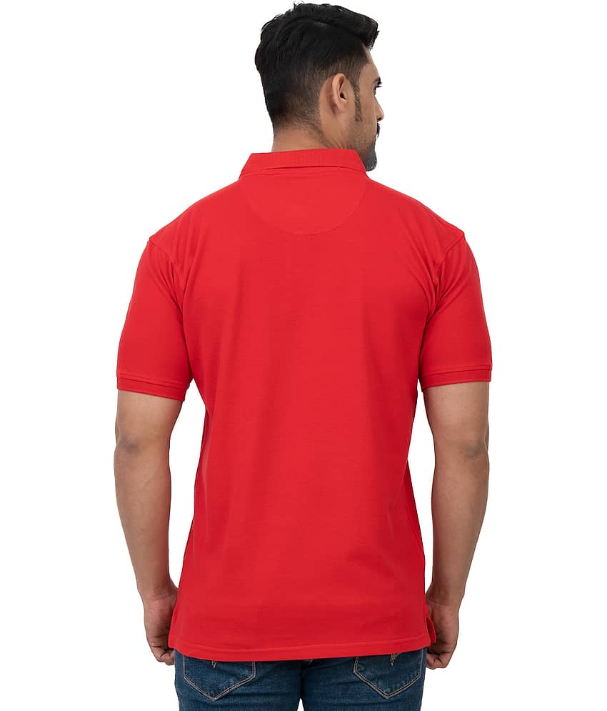 Cotstyle Pack of 1 Cotton Blend Regular Fit Solid Half Sleeves Men's Polo T Shirt ( Red ) view 2
